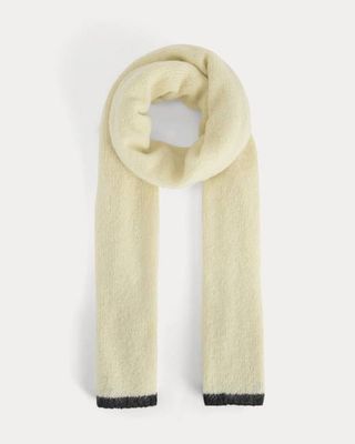 Plush Alpaca Scarf | Bone/ Black