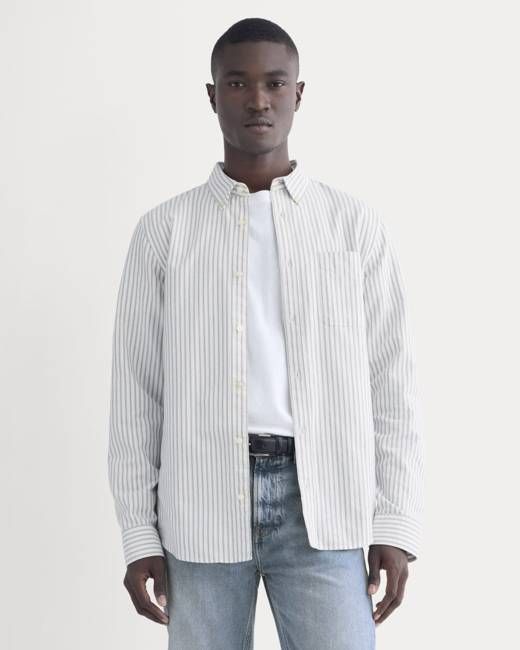 The Slim Oxford Shirt | Bone/Navy | Standard