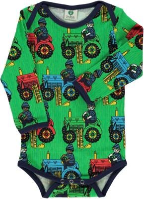 Long-sleeved baby body with tractors