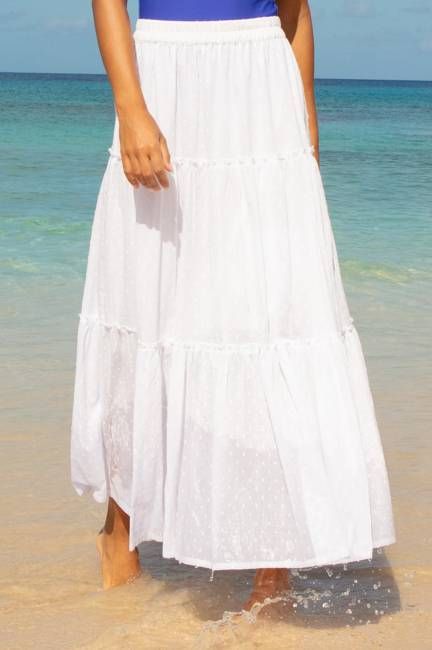 Bea Organic Cotton Dobby Skirt | White