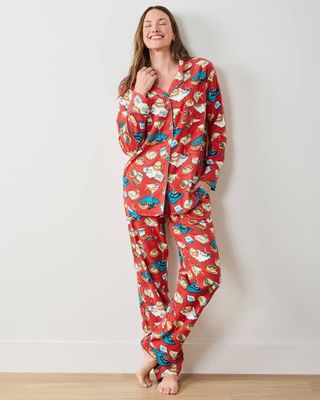 Blinis & Martinis - Tall Midweight Flannel Long PJ Set - Matchbook Red