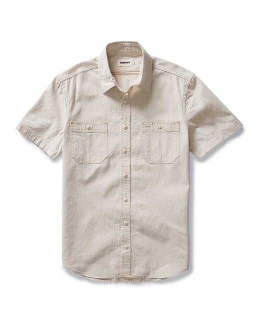 The Short Sleeve Utility Shirt in Natural Selvedge Chambray