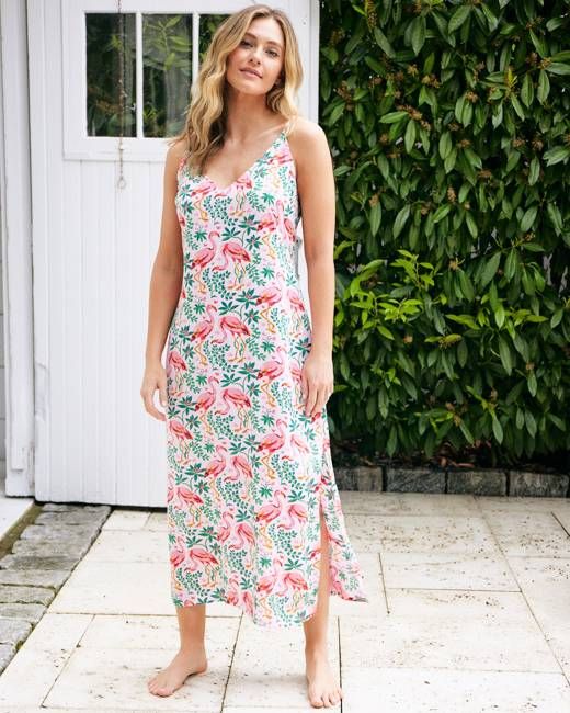 Flock of Flamingos - Eco Satin Chic to Sleep Nightie - Rose