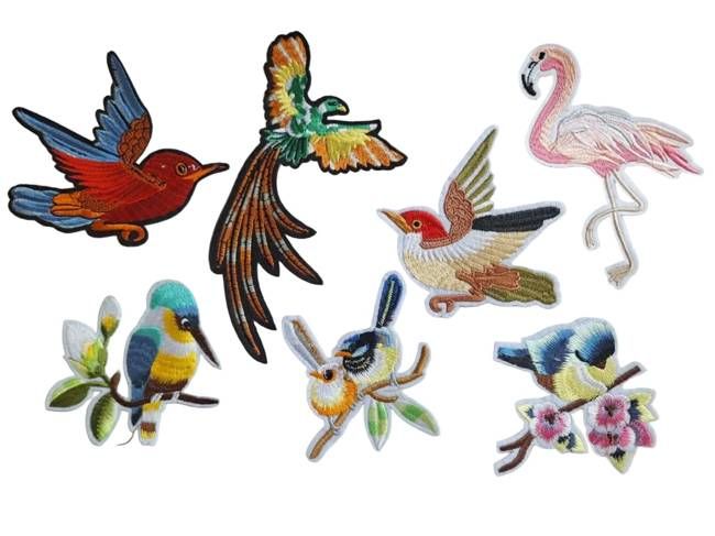 Medium Birds Iron On Patch | Embroidered Clothing Repair Patch