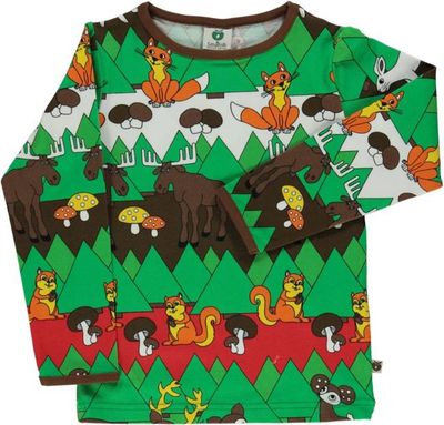 Long-sleeved top with forest animals
