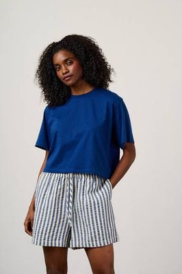 Zayla - Kurz geschnittenes Boxy-T-Shirt aus Baumwolle in Marineblau