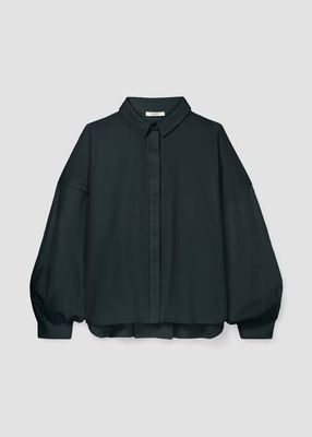 Konara Organic Cotton Jersey and Poplin Shirt in Black