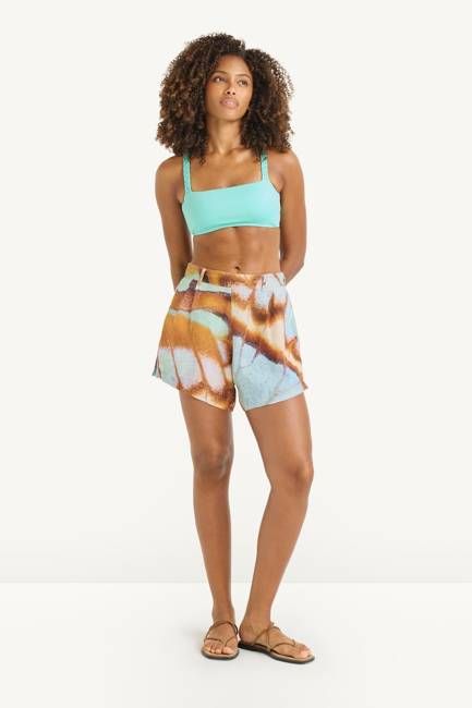 The Getaway Short - Malachite Butterfly EcoLinen