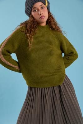 Racing Stripe L/S Mockneck in Rescued Merino & Baby Alpaca Wool