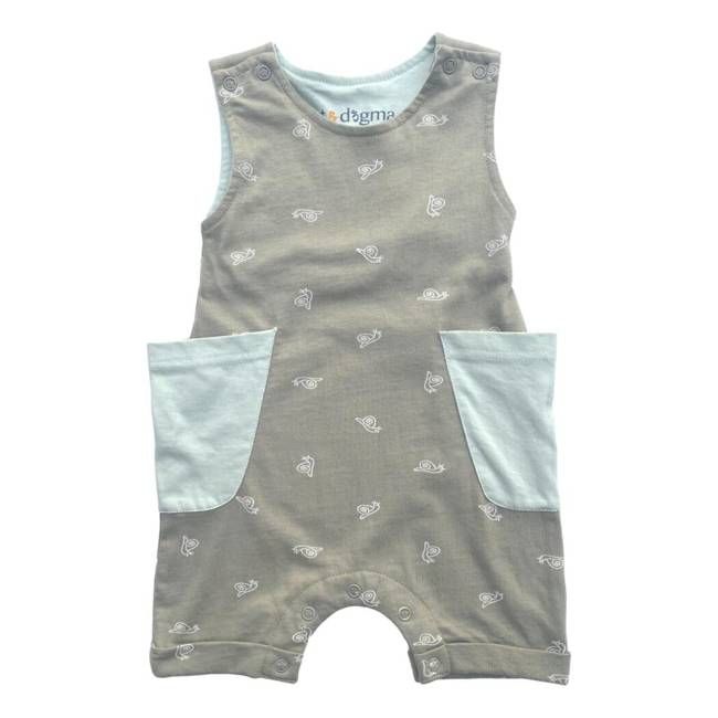 GOTS Certified Organic Cotton Sleeveless Romper - Freshwater Snail