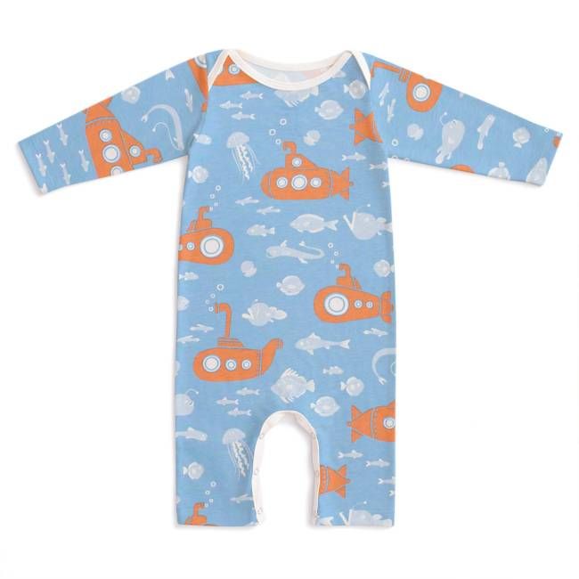Long Sleeve Romper - Submarines Blue & Orange