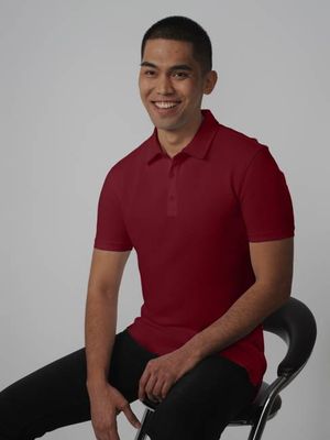 Organic Extra Long Slim Pique Polo Shirt (Cabernet)