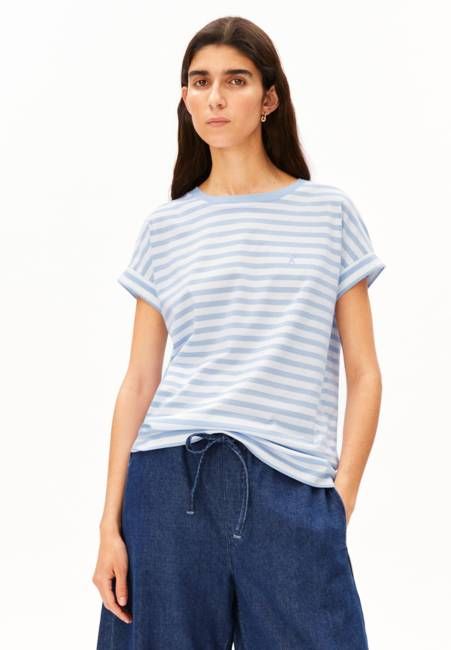 IDAARA STRIPES T-SHIRT | white-soft blue