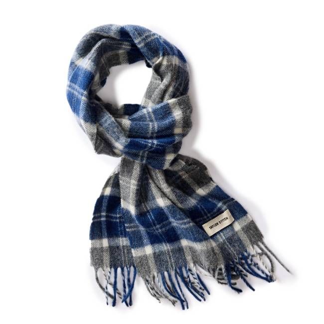 The Fireside Scarf in Blue Check Merino