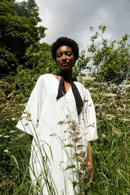 Isolde-May Linen Dress in Snow White