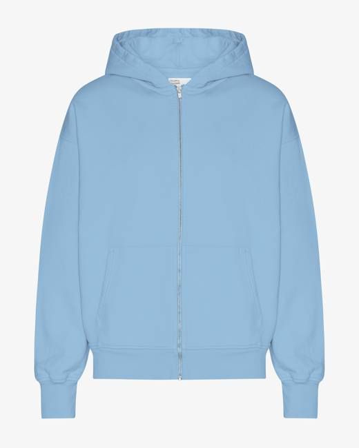 Organic Oversized Zip Hood - Seaside Blue
