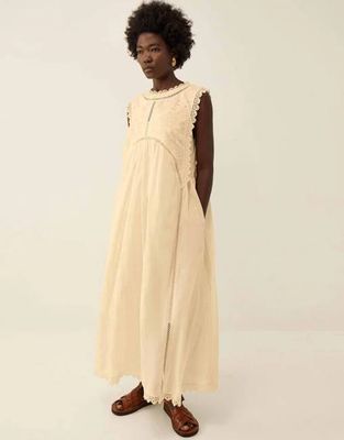 East Winnie Broderie Baumwollkleid Weiß
