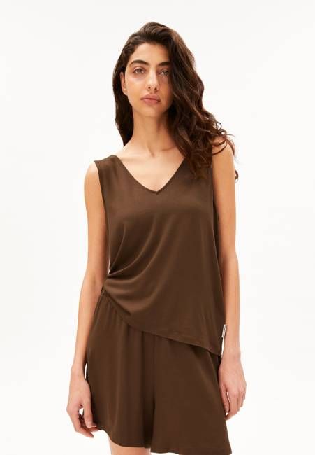 V-NECK JERSEY TOP | dried palm