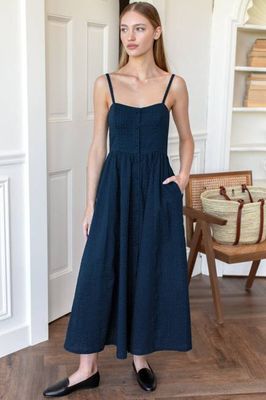 Florentine Layering Dress - Navy Seersucker