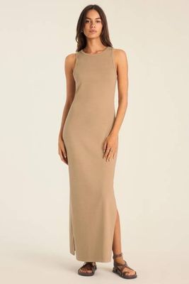 Daybreak Essential Midi Dress - Latte Cotton Rib
