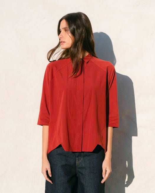 Terry Organic Cotton Shirt In Rust