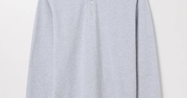 Grey Melange Long Sleeve Pique Polo | Organic Cotton | Asket