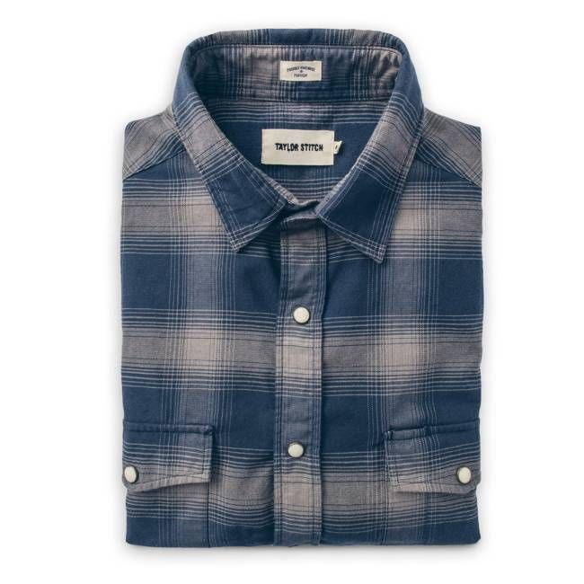 The Glacier Shirt in Navy & Grey Shadow Plaid