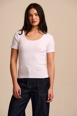 Vita - Kurzarm-T-Shirt aus gerippter Baumwolle mit Rundhalsausschnitt in Weiß