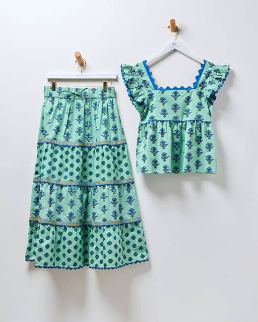 Aviary Flowers - Dunmore Blouse & Meadow Skirt Bundle - Soft Sage