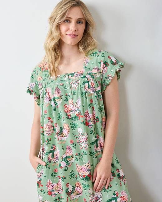 Holiday Hens - Daylight Nightgown - Sage
