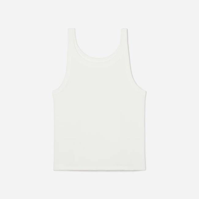 The Pima Micro-Rib Short Tank | White