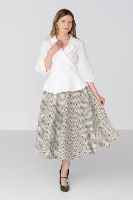 Classic – Full-Circle Linen Midi Skirt