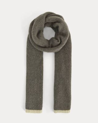 Plush Alpaca Scarf | Mid Grey Heather/ Bone