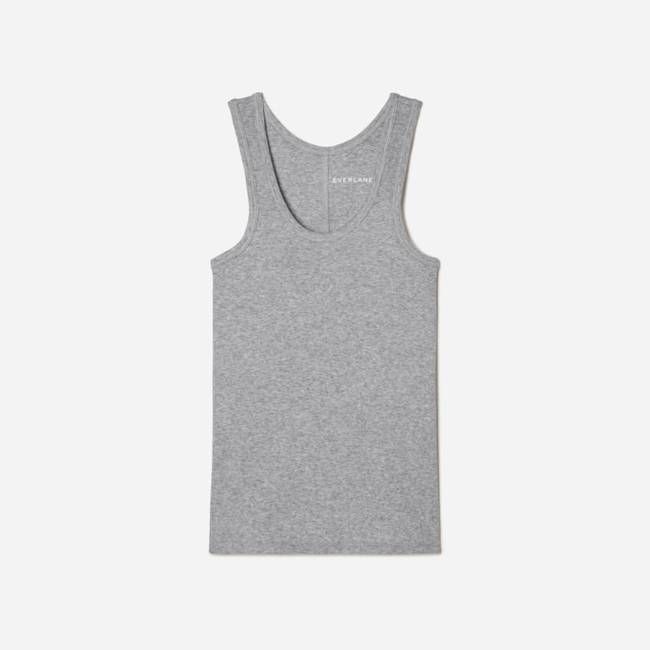 The Pima Micro-Rib U-neck Tank |  Heathered Grey