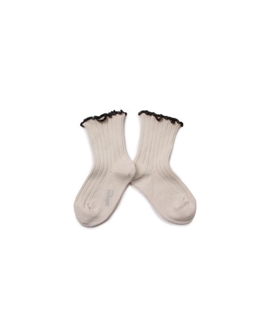 Lettuce Trim Ribbed Socks - cream