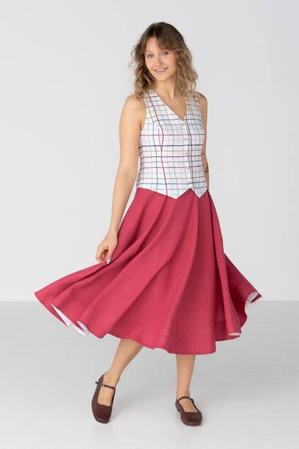 Classic – Full-Circle Linen Midi Skirt