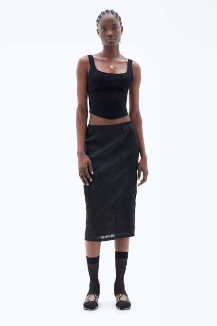 Crinkled Pencil Skirt