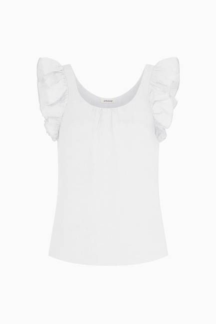 The Jeanne Ruffled Top in white