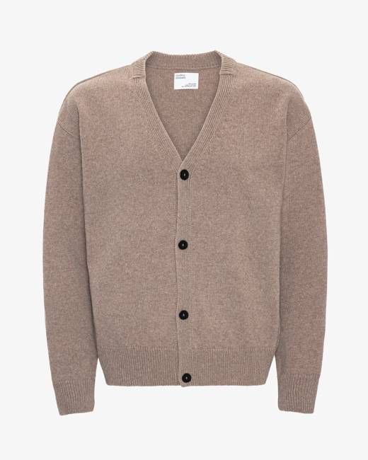 Merino Wool V-Neck Cardigan - Warm Taupe