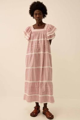 Alina Printed Floral Lace Insert Dress