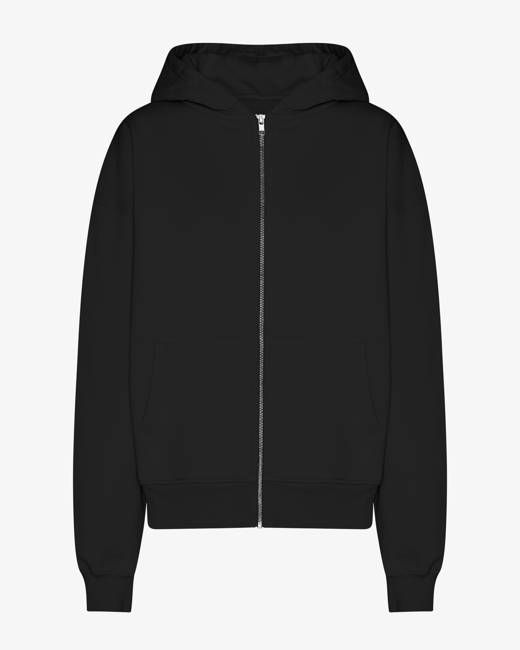 Organic Oversized Zip Hood - Deep Black