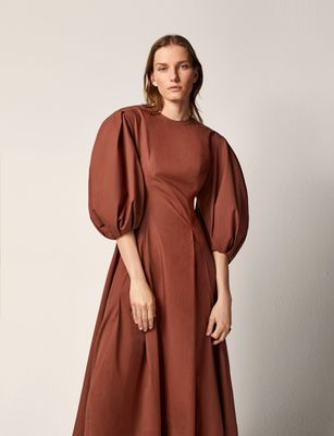 Puff Sleeve Dress | Terracotta