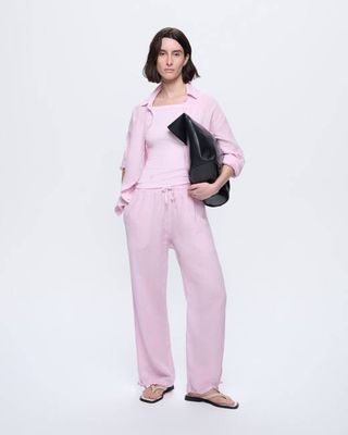 Womens Linen Trousers—Light Lilac