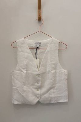 Sample Sale Bowie Vest in White Linen