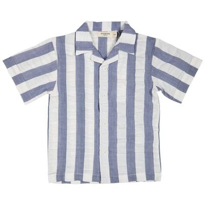 Easy Summer Shirt (Seersucker Wide Stripe) - Indigo