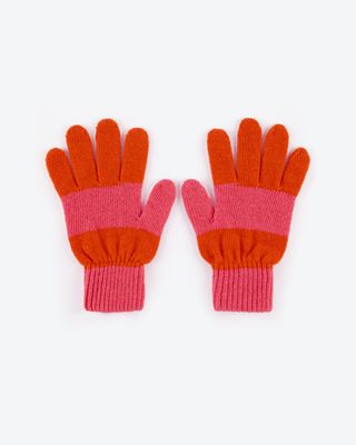 Miss PomPom Pink & Orange Wool Gloves