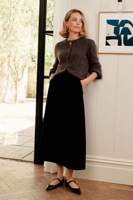 Alpaca Cardigan & Corduroy Skirt