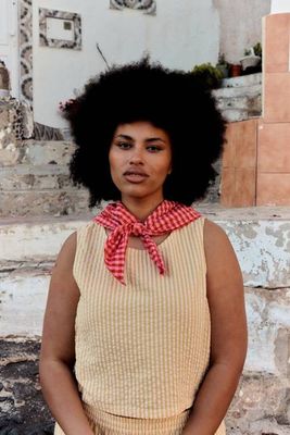 Lottie - Neck Scarf in Red & Pink Gingham