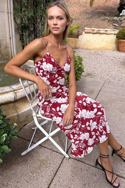 Elvie Bias Dress - Mariana's Roses Brick