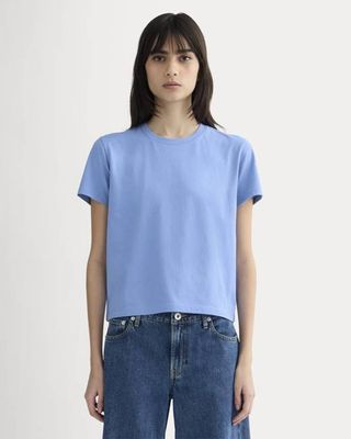 The Box-Cut Tee in Essential Cotton | Blue Opal | No Pocket